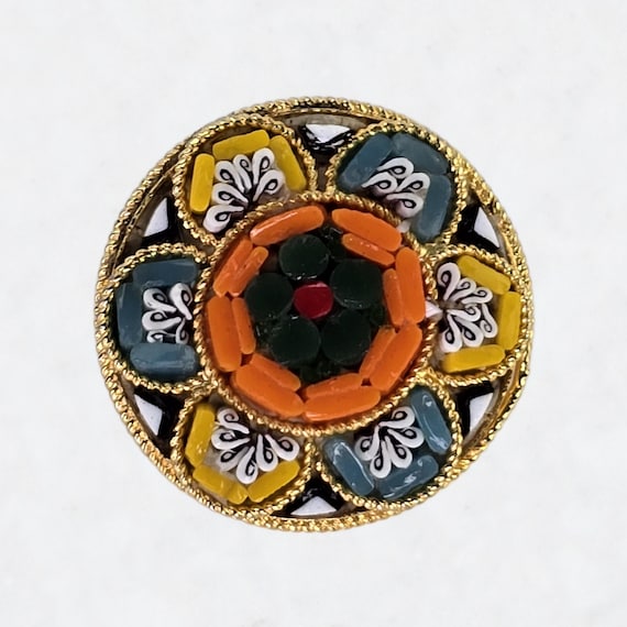 ヴィンテージマイクロモザイクブローチ イタリア製 ヴィンテージ