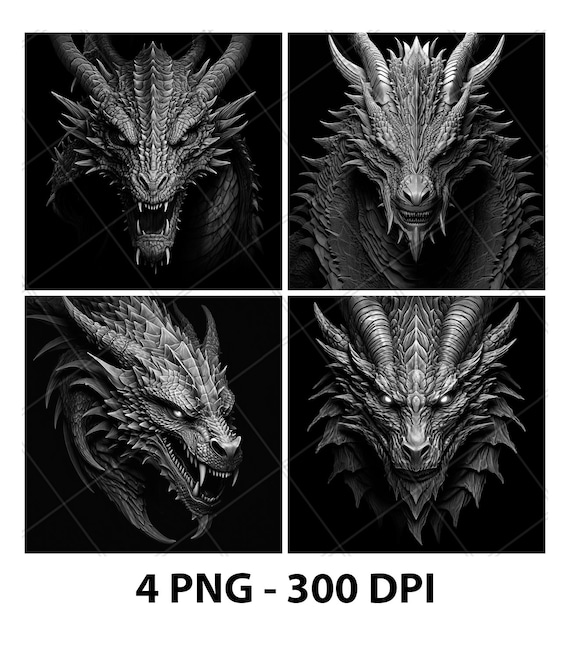 Dragon Wyvern Face Scary Lucifer Laser Engraving File Slate PNG