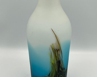 大きなヴィンテージ ムラーノ ガラスの花瓶 - 赤いストライプ