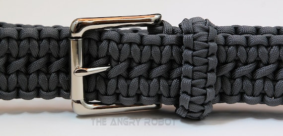 Paracord Belt Black and Red - With Matte Nickle Buckle - XS S M L