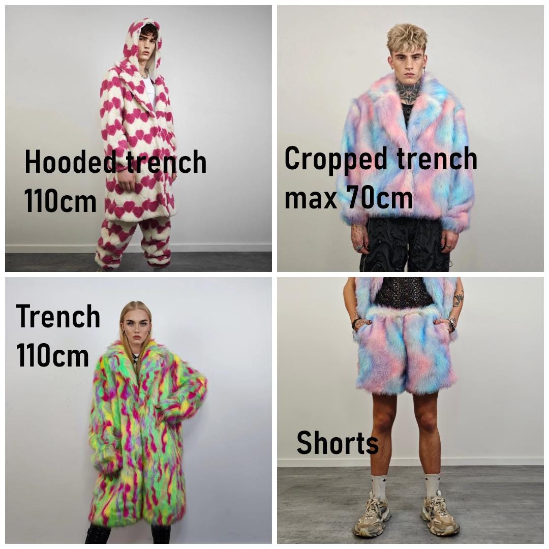 Neon Green Zebra Cropped Trench, Teddy Bear Fleece Jacket, Short