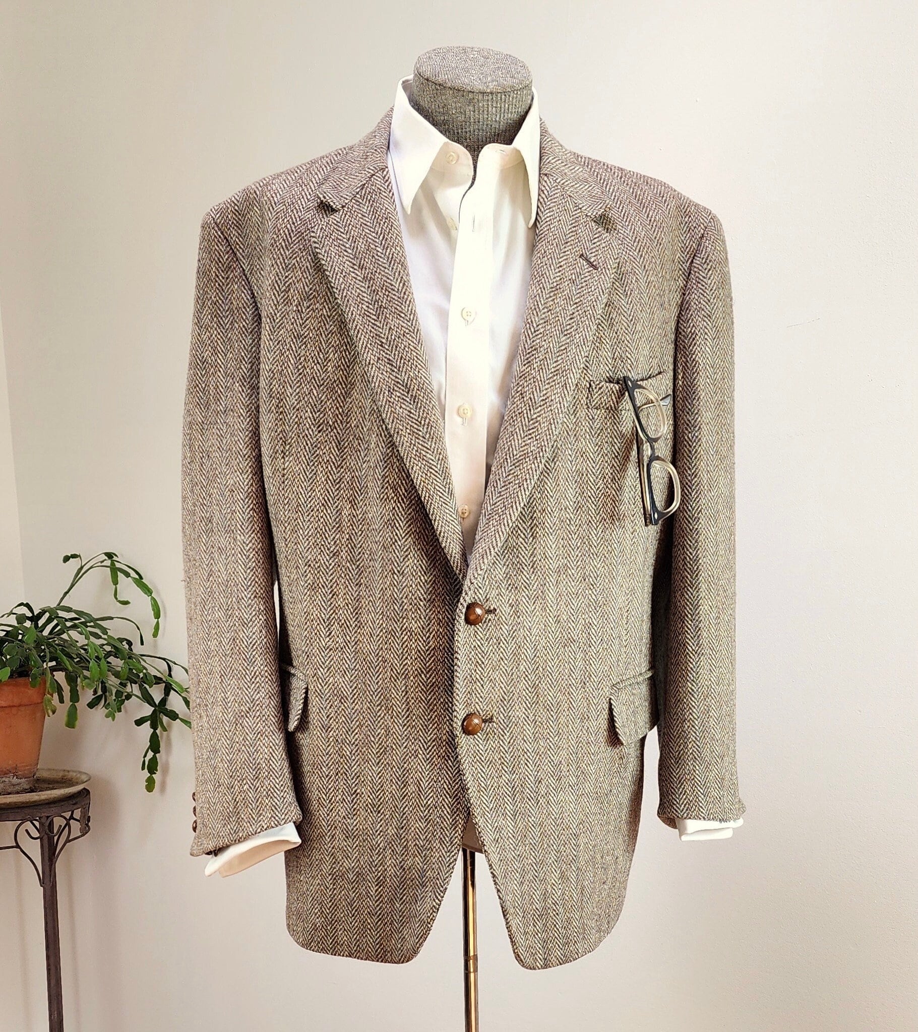 Classic Vintage '60's HARRIS TWEED Tweed Man's Wool Jacket