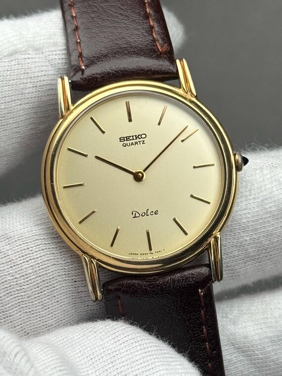 Rare SEIKO Dolce 5930-7020 Quartz SPG 30 Gold Plated Vintage