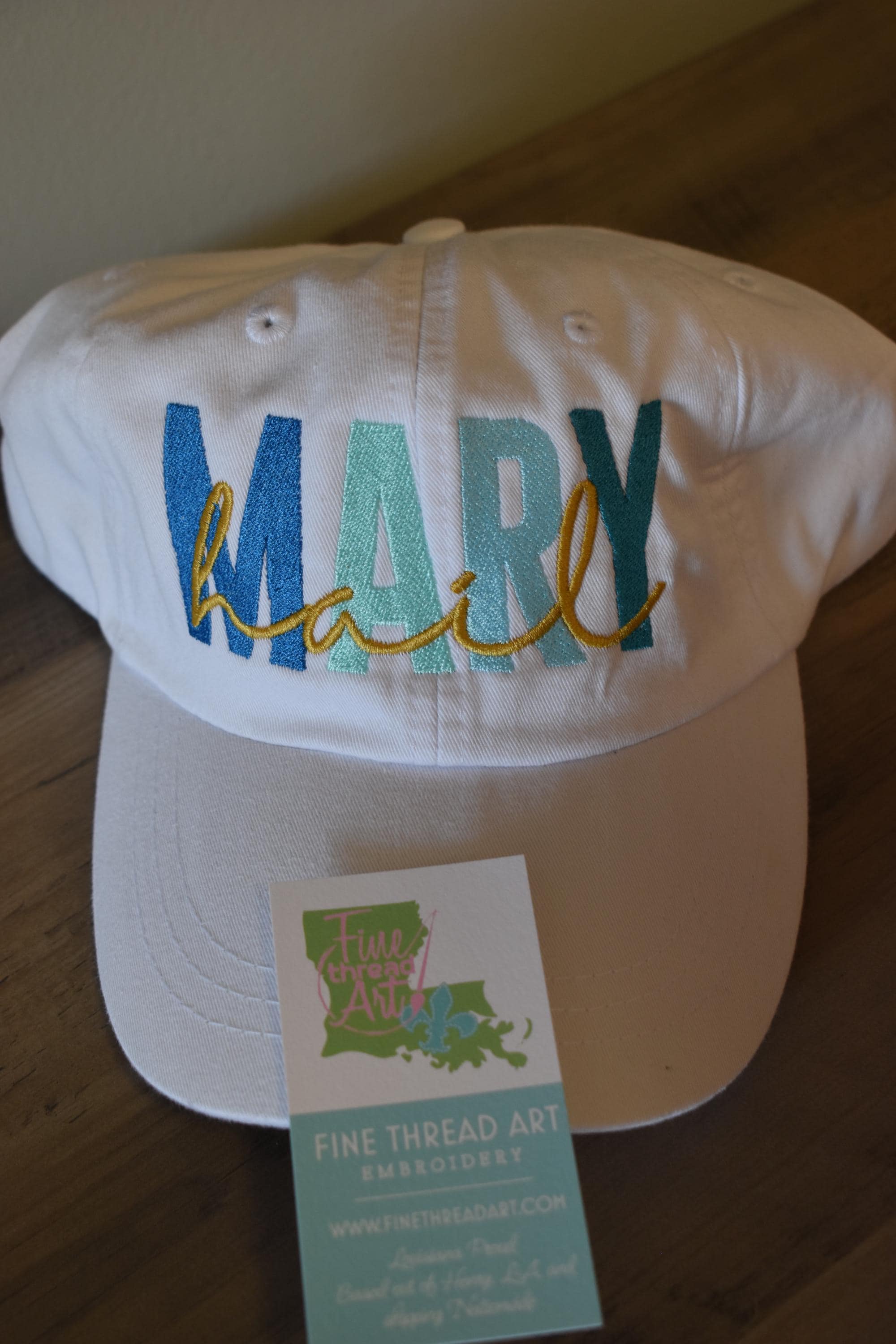 LADIES Hail Mary Baseball Cap Hat LEATHER strap Mom Mother Mary