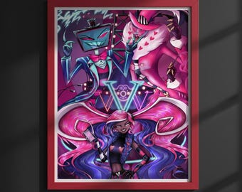 Hazbin Hotel the Vees Poster - Vox, Velvette & Valentino (8x10