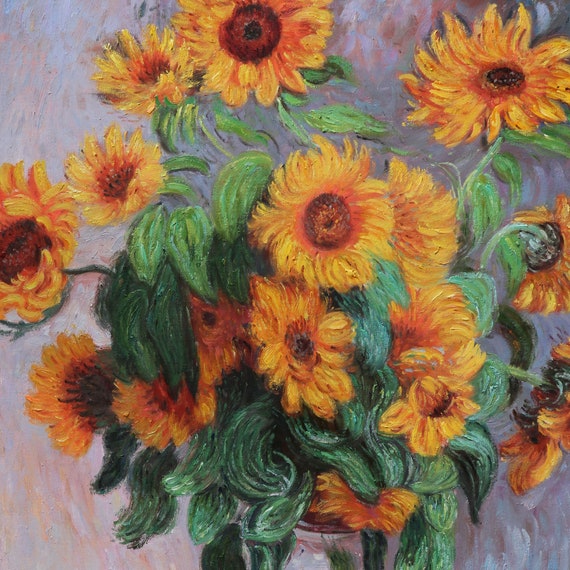☆アウトレット☆手書き油絵 クロード・モネ ひまわり 絵画 インテリア