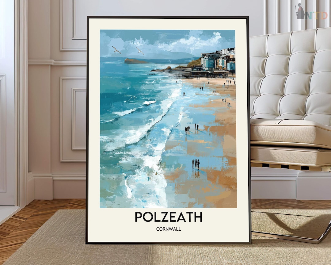 ポルゼアスビーチ・コーンウォールのポスタープリント、イギリス沿岸の