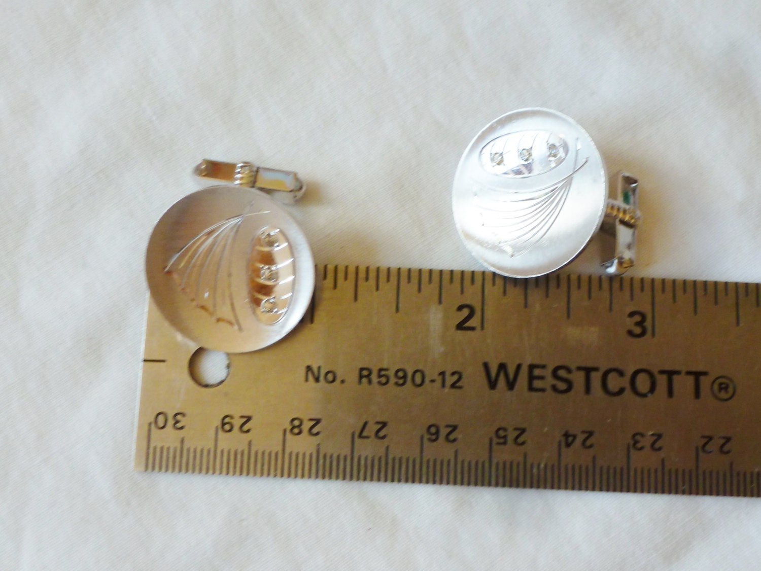 ヴィンテージ カフスボタン スターリングシルバー ダイヤモンド ライン