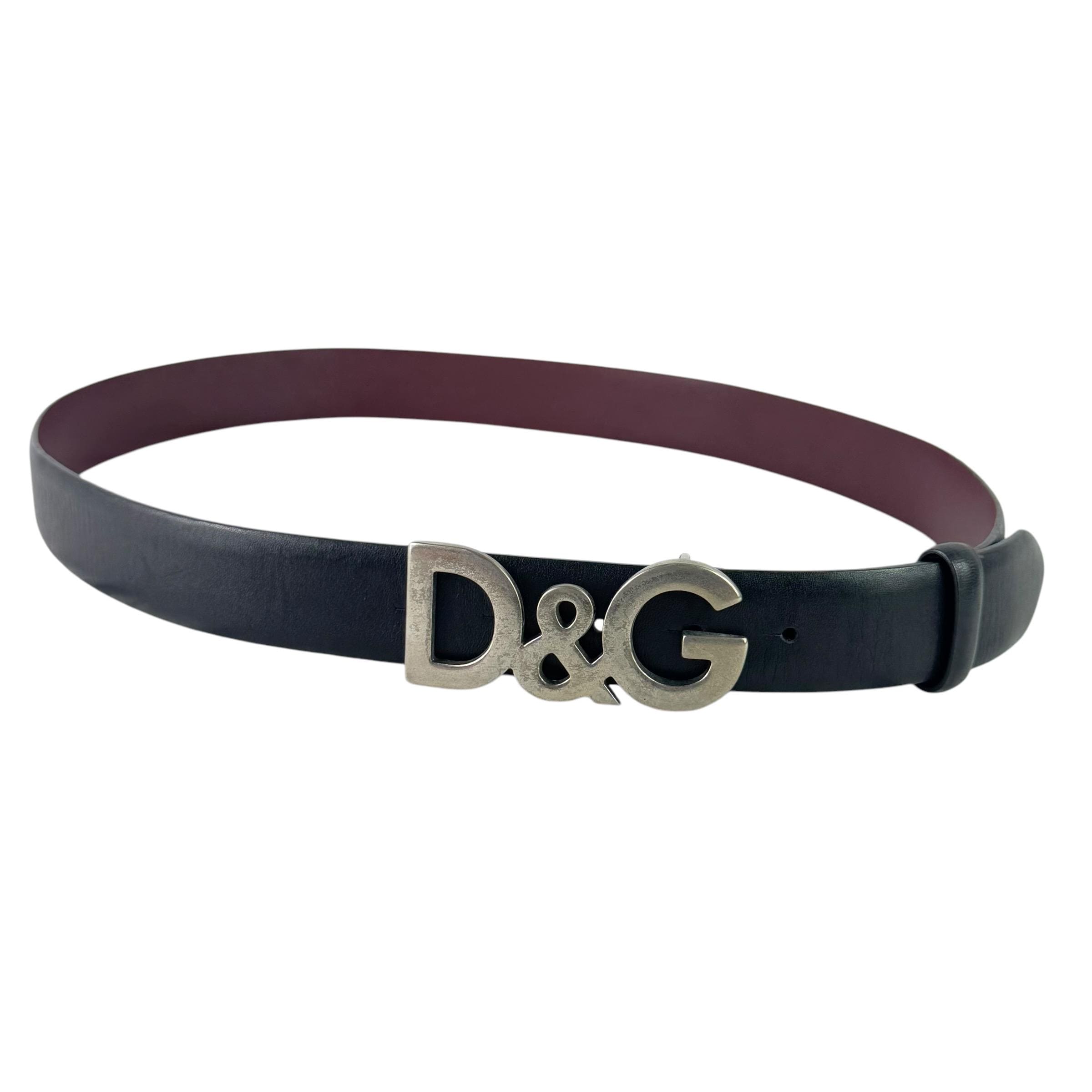 ドルチェ＆ガッバーナ ブラックレザー ヴィンテージ DGロゴバックル