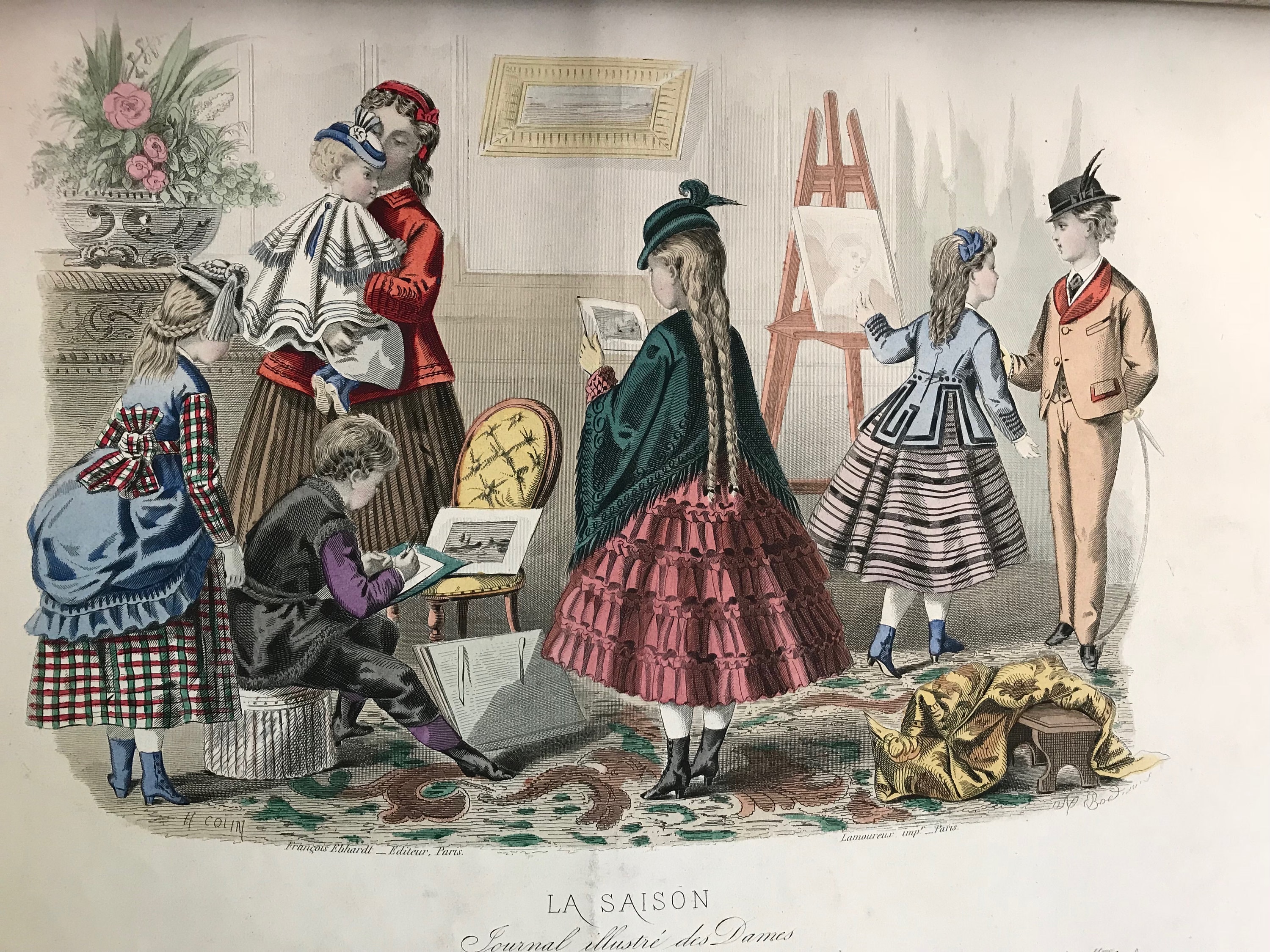 19世紀フランスの「ラ・セゾン」革装丁本、1869年、1870年のブック