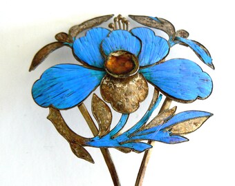 清朝時代のアンティーク天翠（點翠）ヘアピン - 特大 - Etsy 日本