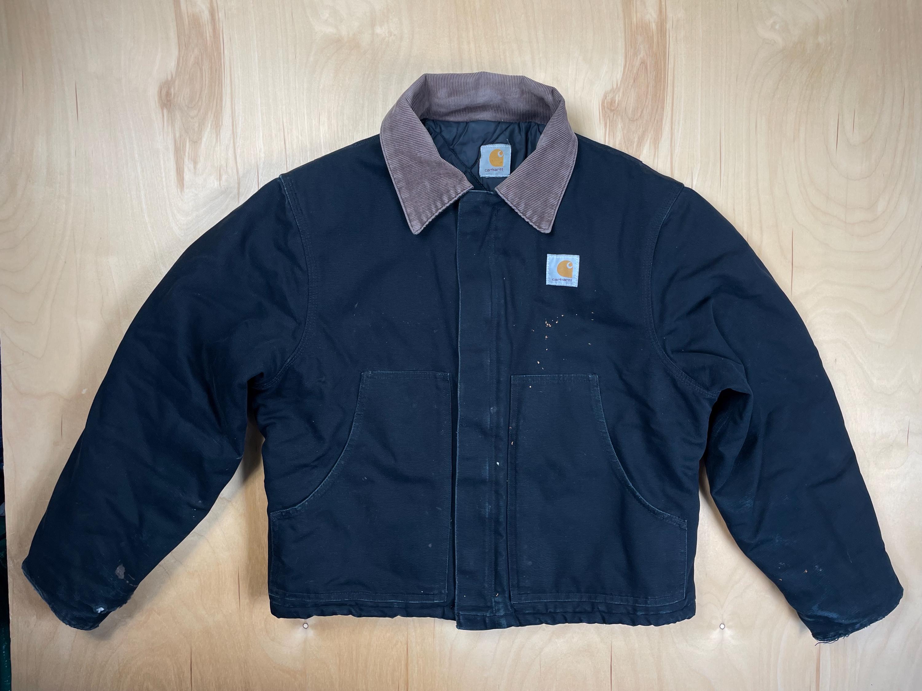 Carhartt J02 Quilted Arctic Jacket Black Distressed Work Size