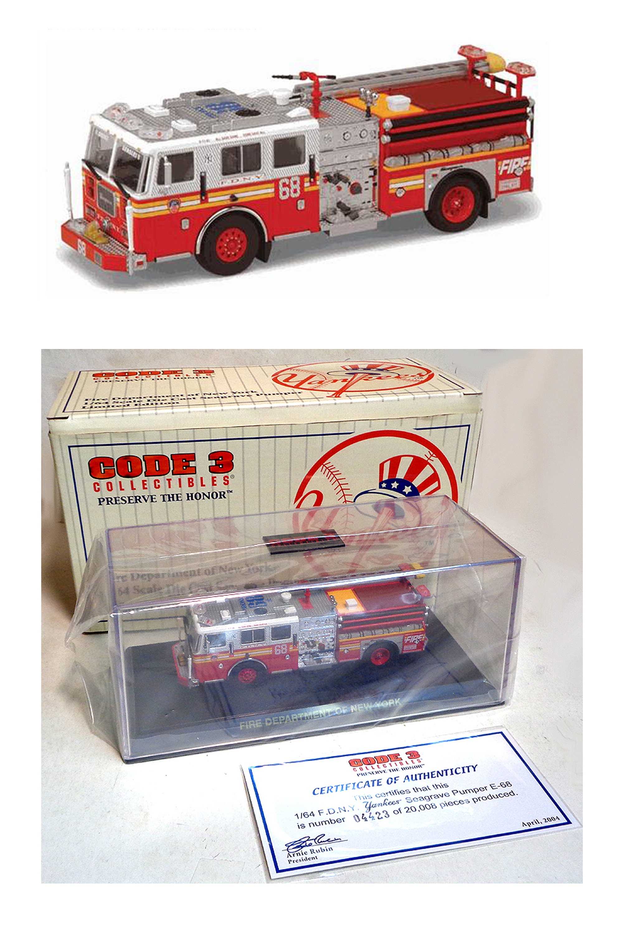 Code 3 Collectibles YANKEES Seagrave Pumper Fire Engine - Fire