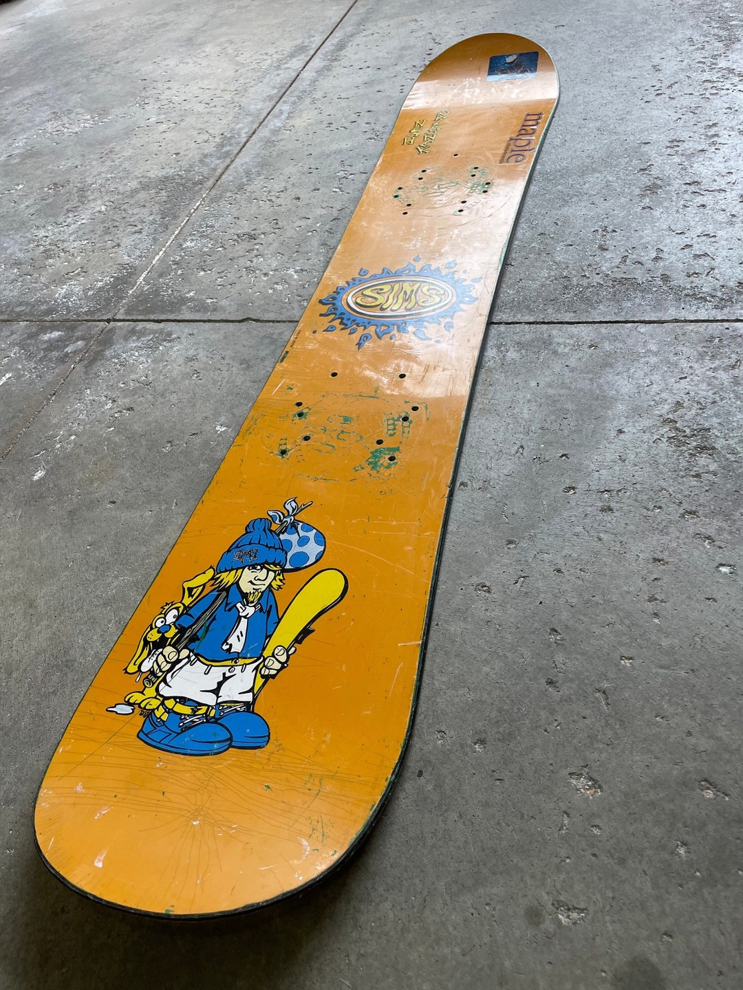 Vintage SIMS Noah Salasnek Snowboard 1990s With Skateboard