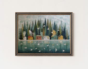 アンコールワットの日の出アートプリント：カンボジア寺院の油絵