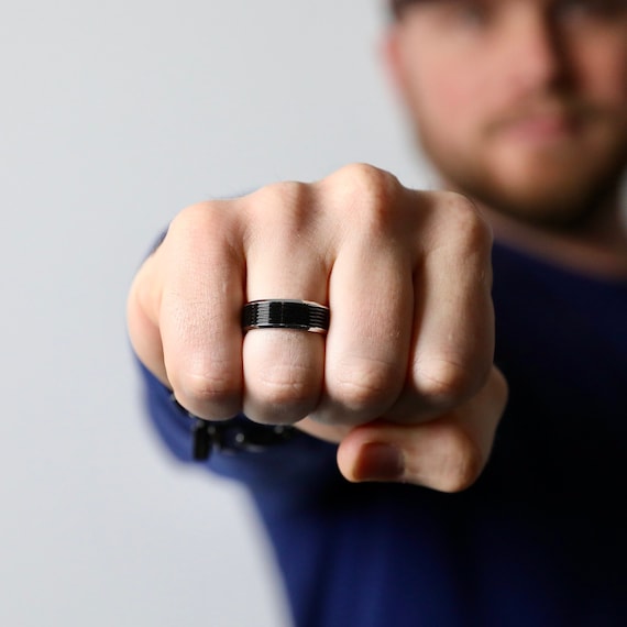 Ecliptic Ring - Men's Ring - Men's Band - Black and Silver Ring