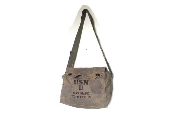 Camvas USN Gas Mask Bag Mark IV | WWII Military Surplus | Vintage