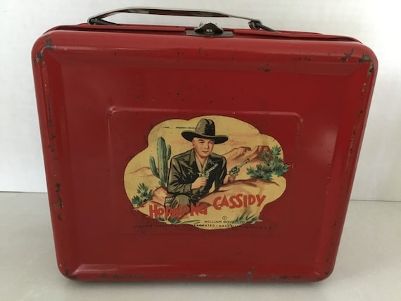 Metal Lunchox, 1950's Hopalong Cassidy Lunchbox, Red Hopalong