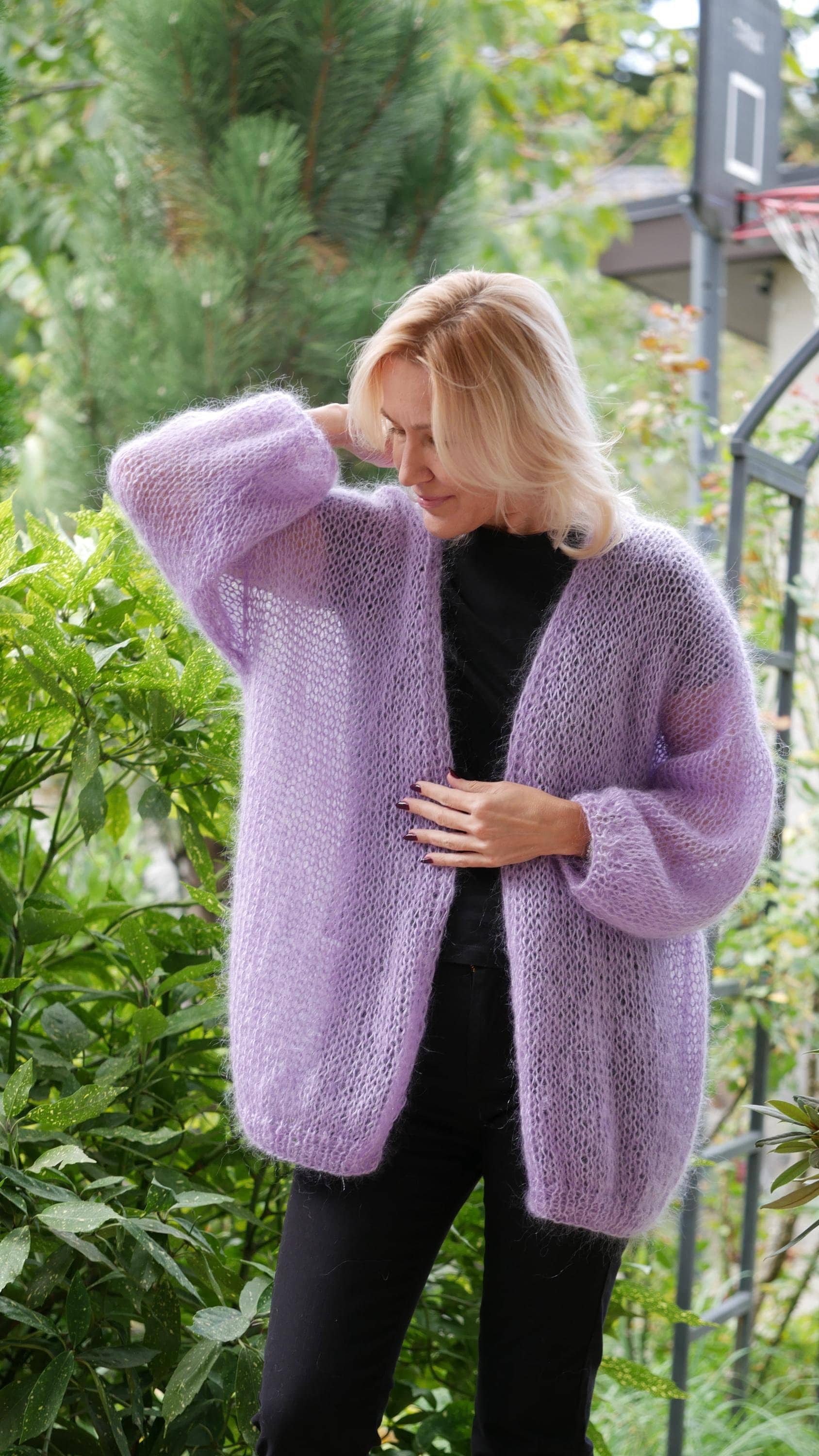 Lilac Mohair Cardigan: Lightweight Knit Cover-up - Etsy