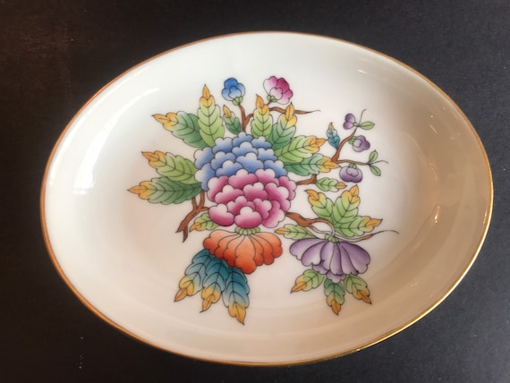 Vintage, Herend Hungary Queen Victoria, Hand Painted Oval Tray