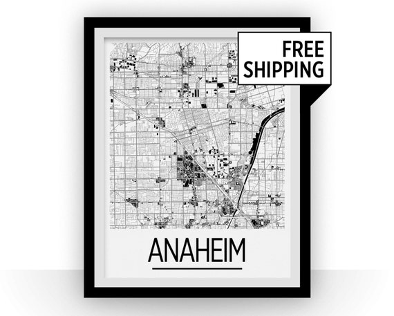 アナハイム地図ポスター - アメリカ地図プリント - アールデコシリーズ