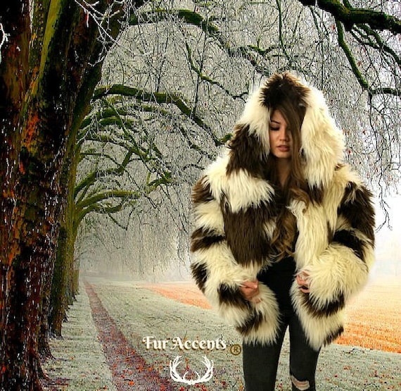 Icelandic Sheepskin Faux Fur Hooded Coat - Unisex Oversize Jacket