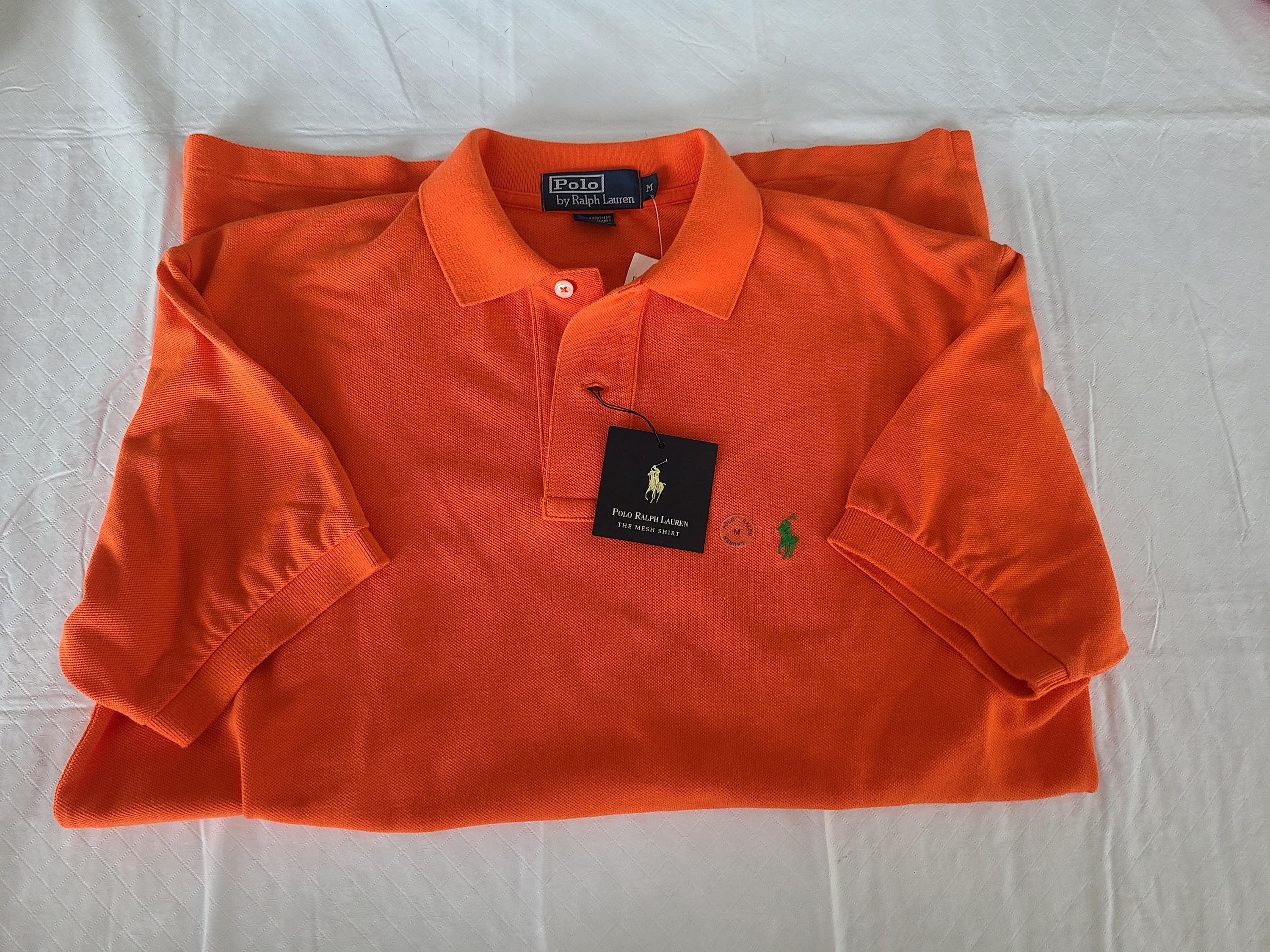 NWT Ralph Lauren Orange Polo Shirt, 100% Cotton Mesh, Size Medium