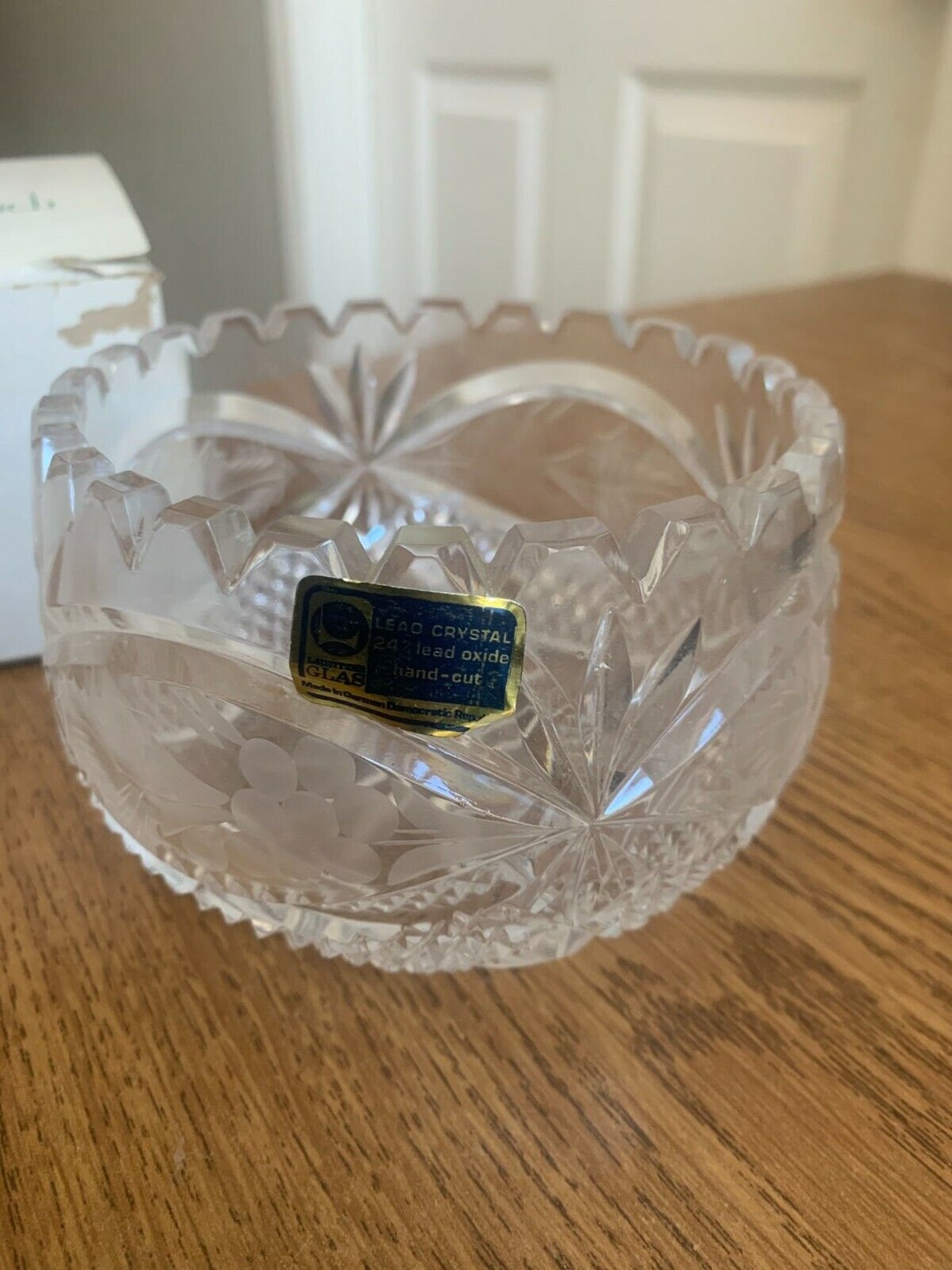 Vtg Lausitzer Glass Handcut 24% Lead Crystal Bowl German