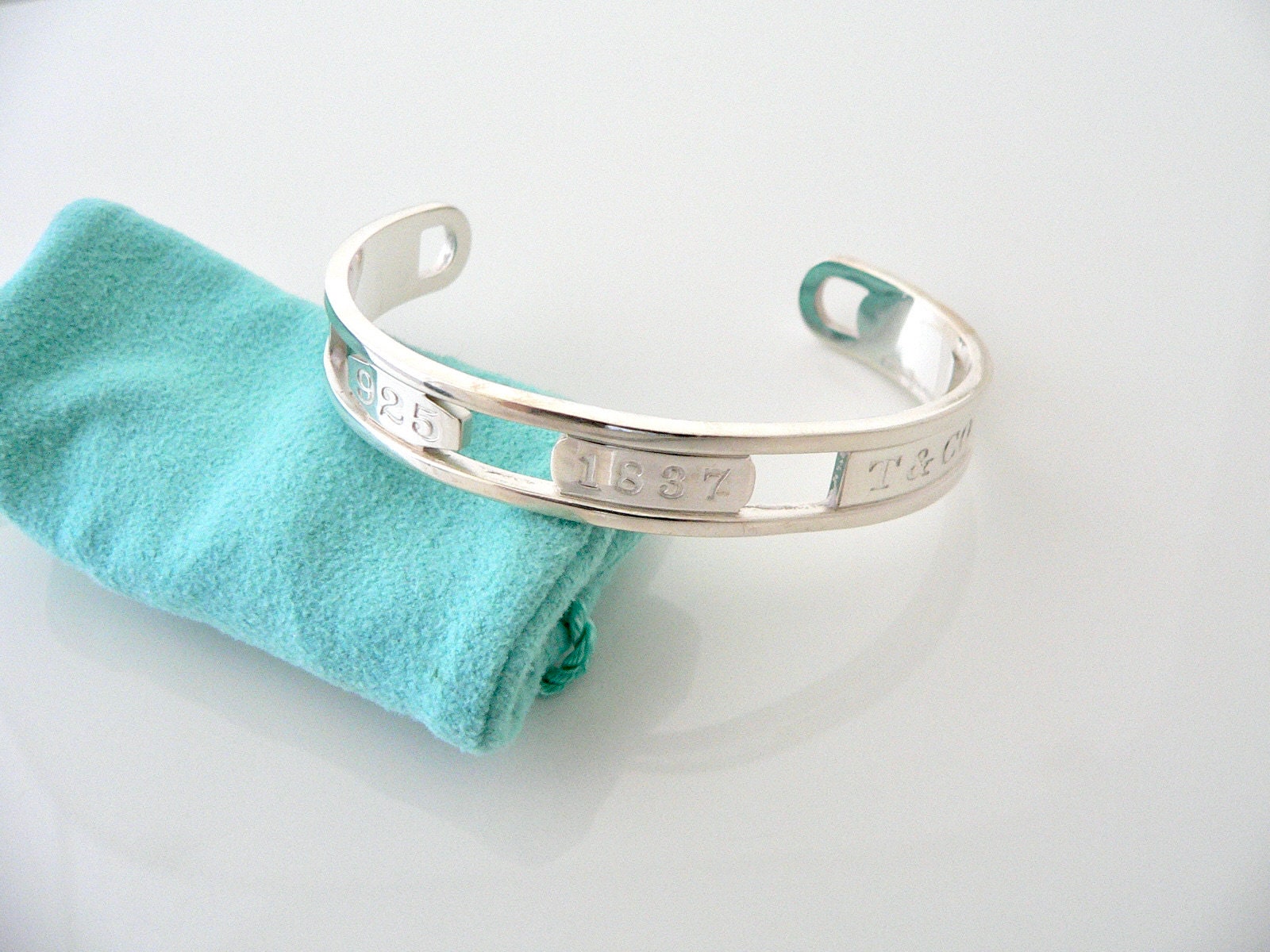 Tiffany and Co Silver 1837 Elements Cuff Bracelet Bangle Gift