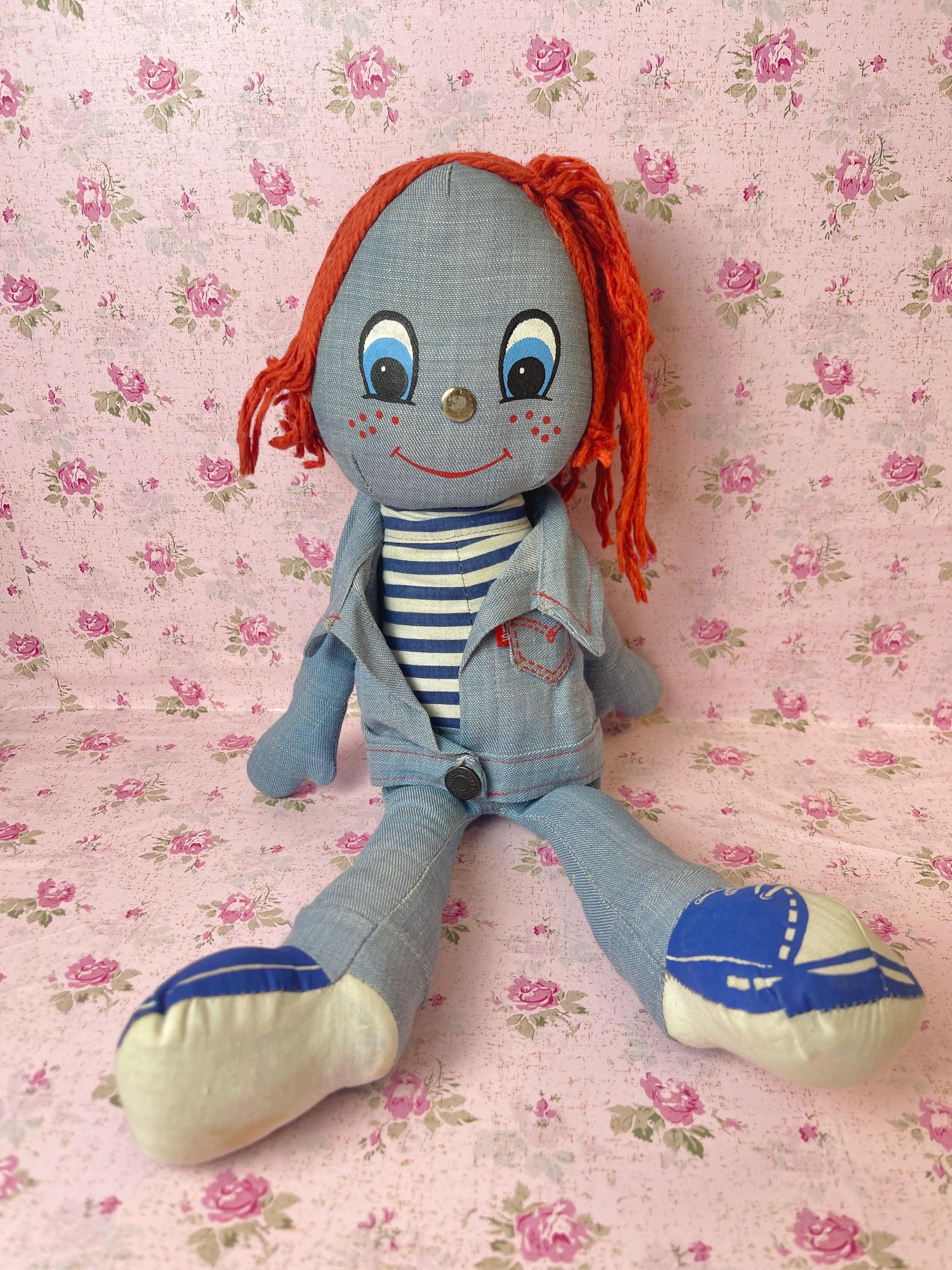 Vintage Knickerbocker Levis Rag Doll Plush Denim 1970s Red Hair - Etsy