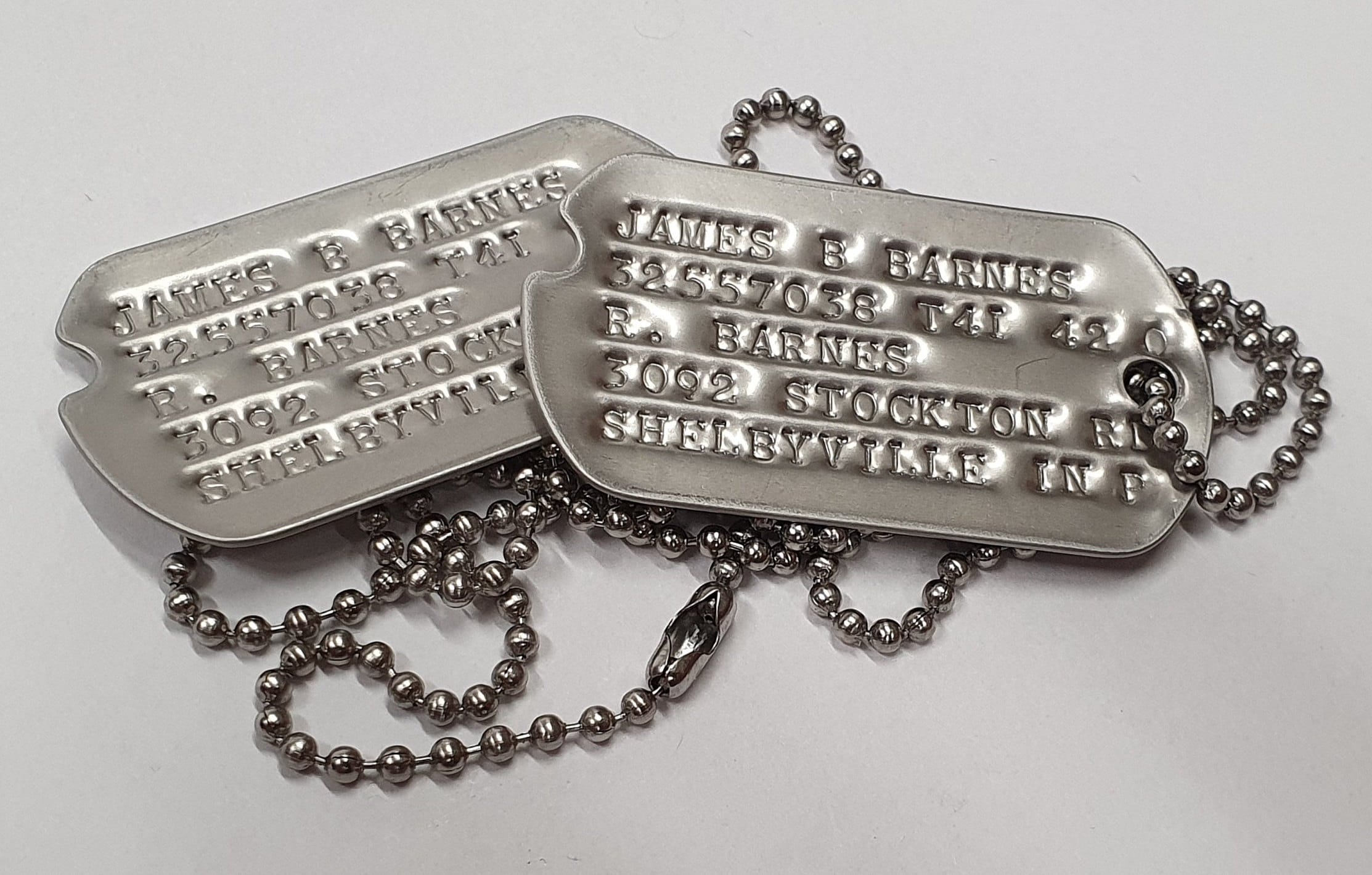 1941-1943 US Military Dog Tags With Personalised Text or 'bucky