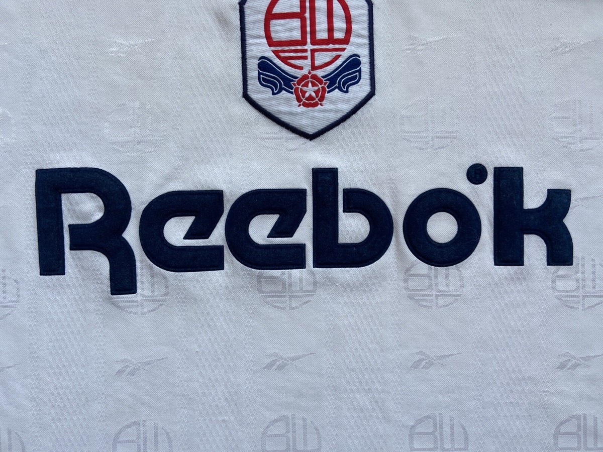 BOLTON WANDERERS 1995 1997 HOME FOOTBAL SHIRT SOCCER JERSEY REEBOK