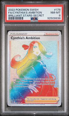 Cynthia's Ambition Rainbow PSA 8 NM-MT Brilliant Stars #178