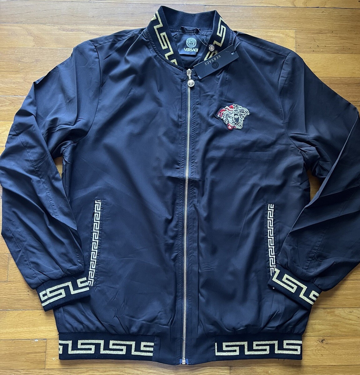 Mens Versace Jacket Black/Gold Size L NEW Check Description | eBay