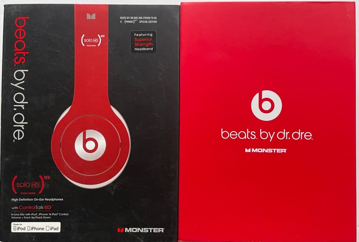 BEATS BY DR. DRE RED SOLO HD OVER EAR HEADPHONES RED BOX ONLY WITH