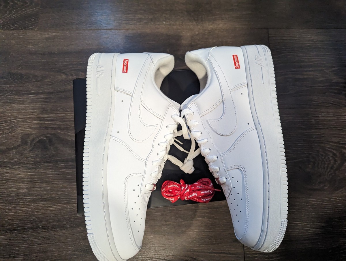 Size 11 - Nike Air Force 1 x Supreme Low Box Logo - White for sale