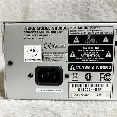 behringer i NUKE NU3000 パワーアンプ 動作確認済 behringer i NUKE