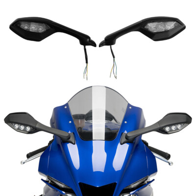 Rear View Mirrors LED Turn Signal Fit For Yamaha YZF R1 2015-2024