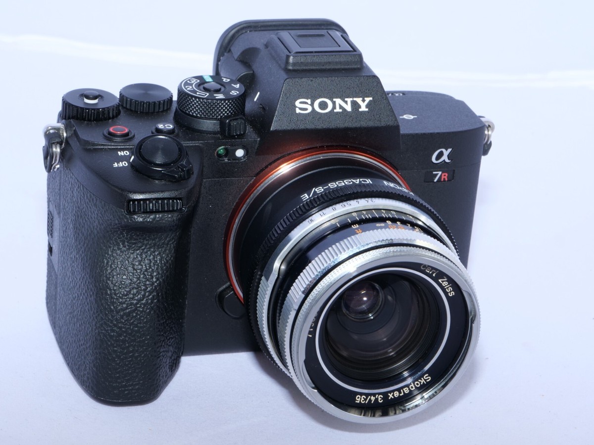 Icarex-35 Carl Zeiss Skoparex 35mm f3.4 W-A lens. Sony E adapter