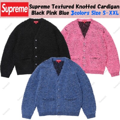 Supreme Textured Knotted Cardigan Black Pink Blue 3colors Size S