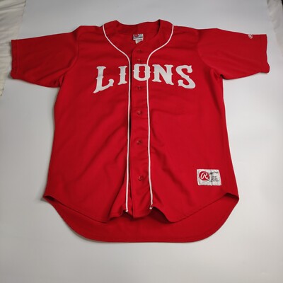Vintage Rawlings Lions Red Baseball Jersey #13 Mens Size 46 Made