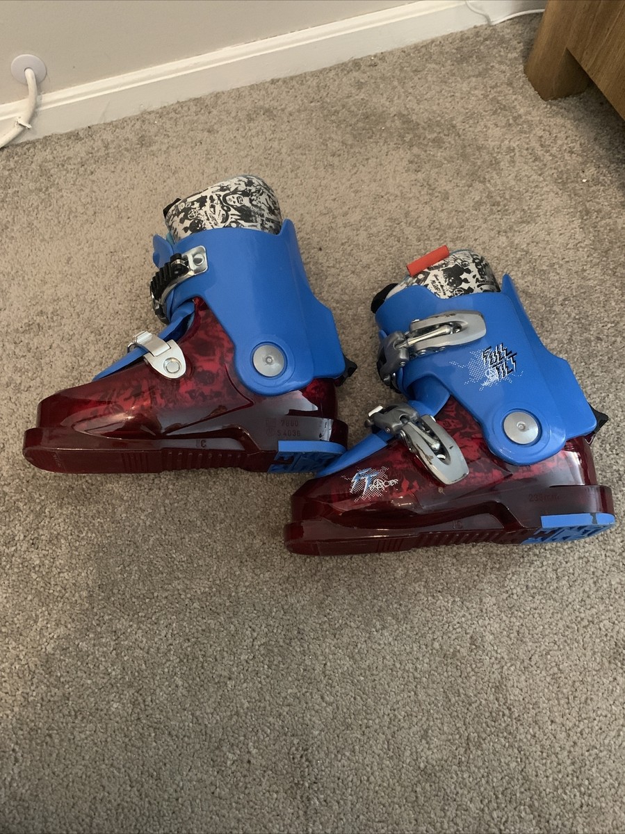 Full Tilt Booter Transparent Red Blue Ski Boots Youth Size 18-18.5