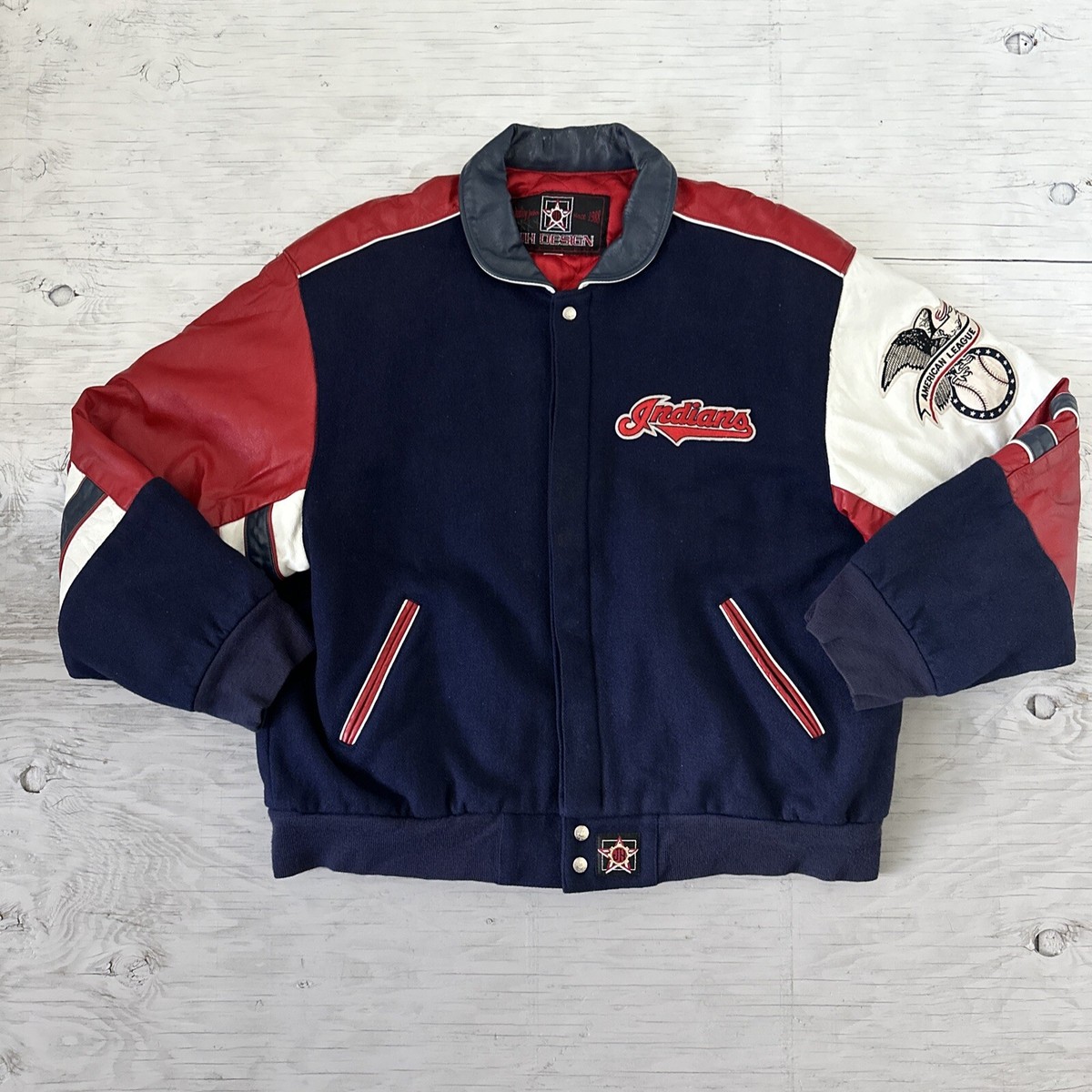 Vintage 90s JH Design MLB Cleveland Indians Varsity Baseball