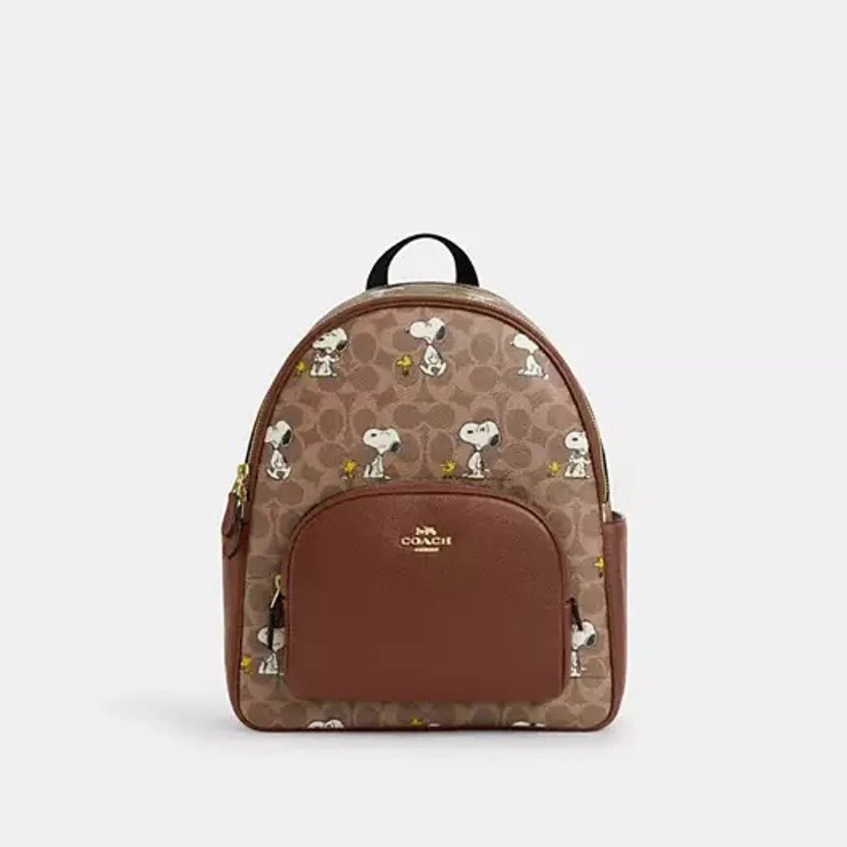 Coach X Peanuts Court Backpack In Signature Canvas With Snoopy