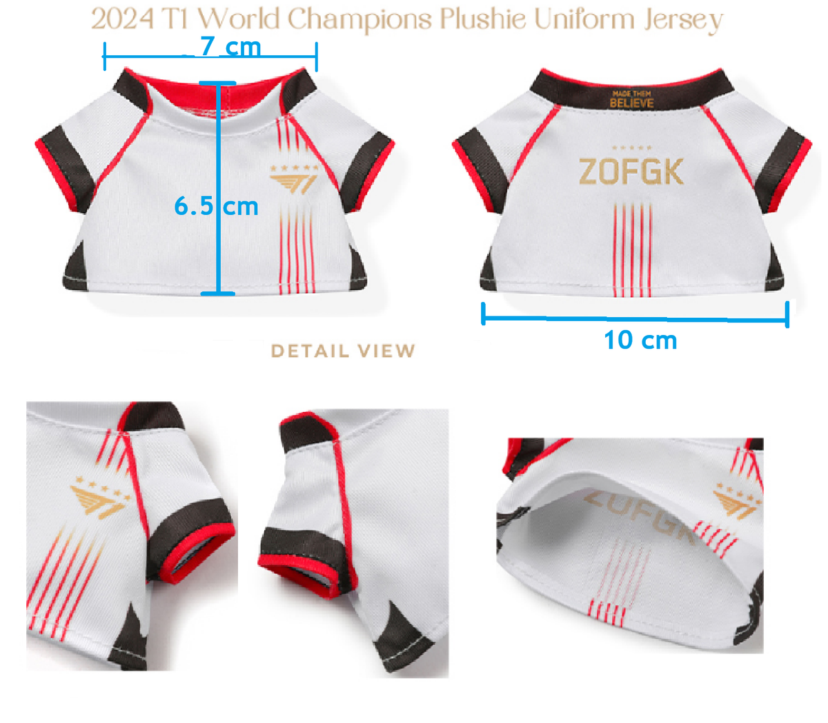 League of Legends World Champions T1 Uniform Set for Plushie in