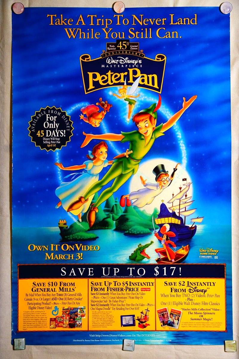 1998 Walt Disney Peter Pan Limited Edition Original VHS Movie
