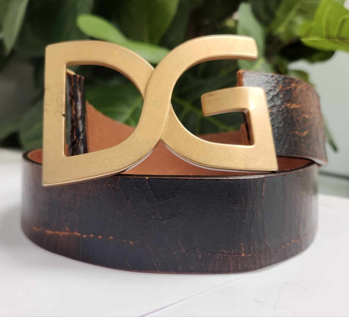Dolce Gabbana Belt Genuine Leather Logo Brown Dg Dolgava Size 30