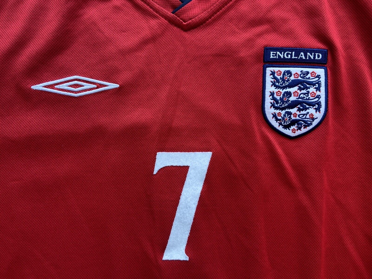 ENGLAND 2002 2004 AWAY SHIRT JERSEY LONG SLEEVE UMBRO #7 BECKHAM