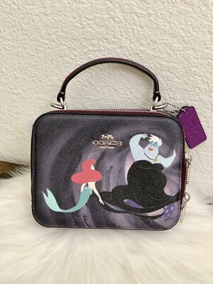 NWT COACH Disney X Coach Box Crossbody With Ursula Motif Leather