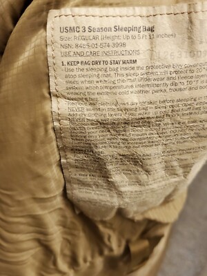 USMC 3 Seasons Sleeping Bag - Marine Corps Coyote Brown Regular